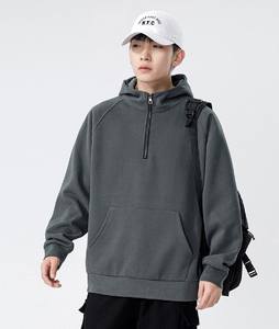 เสื้อกันหนาวมีฮู้ดสำหรับผู้ชายไซส์ใหญ่พิเศษคอแบบมีซิปขนาด14นิ้วมีกระเป๋าแบบสวมศีรษะสไตล์จิงโจ้ออกแบบได้ตามที่ต้องการ - Product Image 5