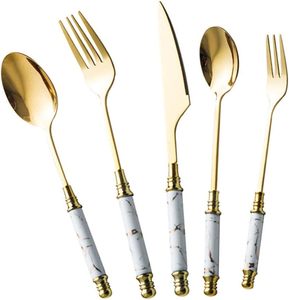 Juego de cubiertos de acero inoxidable con mango de resina perfecto para cenas de bodas y servicio de comida elegante - Product Image 6
