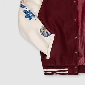 Vente en gros Blousons bombardiers marron à manches en cuir style letterman pour hommes vestes vintage - Product Image 6