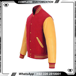 Chaqueta de béisbol con parche de logotipo de ropa de calle personalizada de alta calidad, chaqueta universitaria de cuero de béisbol con letras de camionero para hombres - Product Image 5