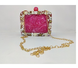 กระเป๋าคลัทช์สำหรับผู้หญิงกระเป๋าหินเรซินหัตถกรรมอินเดีย - Product Image 1
