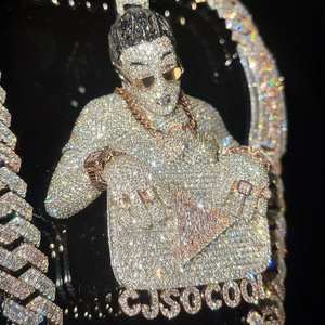 VVS Clarity moissanite Diamond 925 Sterling Rosa chapado en oro tamaño personalizado totalmente helado Hip Hop colgante joyería fina para hombres - Product Image 2