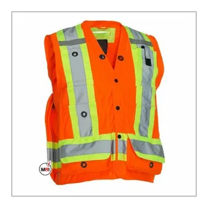 صدريّة أمان صفراء شبكية مسامية من البوليستر سترة عاكسة من hi vis صدرية أعمال البناء مع جيوب