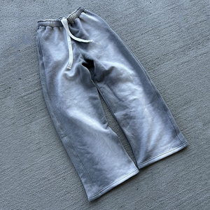 Pantalon de survêtement en molleton personnalisé de haute qualité pour hommes 450 Gsm lourd Vintage Stone Acid Wash surdimensionné jambe droite Baggy pantalon de survêtement - Product Image 2
