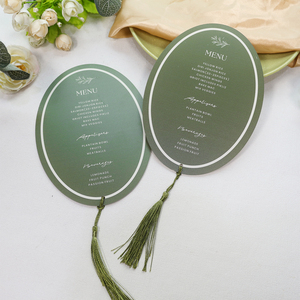 Menu de table de <span class=keywords><strong>mariage</strong></span> ovale en acrylique <span class=keywords><strong>chic</strong></span> avec accessoire de gland pour la présentation de table de <span class=keywords><strong>mariage</strong></span> et d'événement spécial - Product Image 4