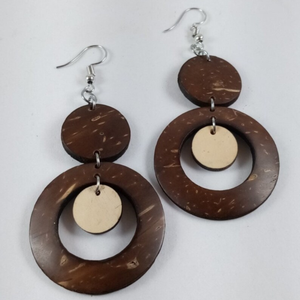 ต่างหูธรรมชาติกะลามะพร้าวเป็นเอกลักษณ์เครื่องประดับแฮนด์เมดของขวัญสำหรับผู้หญิงจากเวียดนาม - Product Image 4