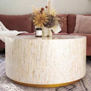 Table basse de forme personnalisée en nacre, design moderne, écologique, de haute qualité, meubles de maison, provenance IN;34648 - Product Image 1