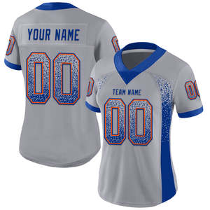 Logotipo bordado personalizado y diseño gris real naranja malla fútbol Jersey en Drift moda nueva auténtica camiseta de fútbol americano - Product Image 2