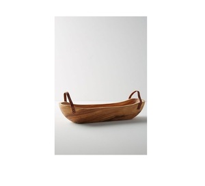 Grand bol à fruits décoratif en métal de haute qualité de forme rectangulaire avec poignées en bois de manguier meilleure vente - Product Image 6