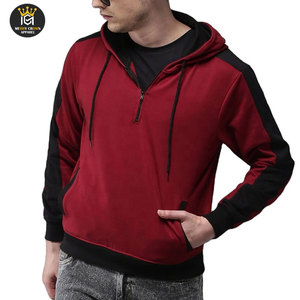 Nueva moda Ropa de hombre Tallas grandes Media cremallera Sudadera con capucha Algodón Estilo casual Hombres Media cremallera sudaderas con capucha para hombre - Product Image 1