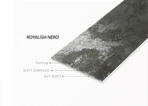ROYALISH Nero 600x1200mm Azulejos de porcelana tallada de estilo europeo moderno Acabado mate Sólido PARA INTERIOR DE BAÑO Antibacteriano - Product Image 2