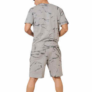 Vêtements de sport d'été à logo personnalisé ensemble de t-shirts et shorts pour hommes en coton pour la course à pied ensemble personnalisé de short tie-dye pour hommes vente en gros - Product Image 3