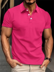 Hombre con cuello camisetas Slim Fit Polo camiseta para hombre naranja Top sin logotipo Streetwear ropa de algodón Chic cómodo básico - Product Image 3