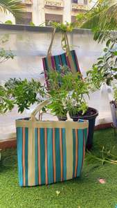 Bolsas DE LA COMPRA personalizadas ecológicas de tejido PP a rayas, reutilizables, sostenibles, recicladas, de nailon, polipropileno, plástico, para supermercado - Product Image 3