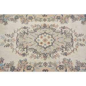 3.9x7.1 ft Eco Friendly Turkish Rug Vintage Moroccan <b>Wool</b> Rug with Patchwork Design and Latex Backing <b>Brown</b> Blue - Product Image 5