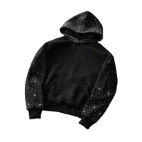 Kristal İşlemeli Polar Kapüşonlu Üniseks Kışlık Kazak Rhinestone Sanat Eseri Sokak Modası Toptan Moda %100 Pamuk Özel Logo