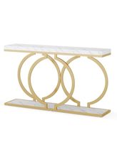 Table console rectangulaire en laiton moderne, design industriel rustique, plateau en marbre, mobilier de bureau à domicile, METAL WAVE, facile à nettoyer