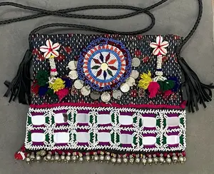 Banjara Tas Vintage Handgemaakte Banjara Borduurwerk Patch Sling Crossbody Tas Lederen Sling Bag