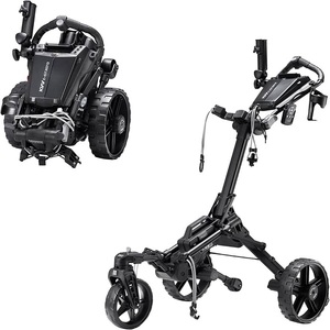 MEILLEURE OFFRE Chariot de golf pliable noir, chariot de golf électrique télécommandé, chariot de golf à pousser avec sac de navigation inclus - Product Image 1