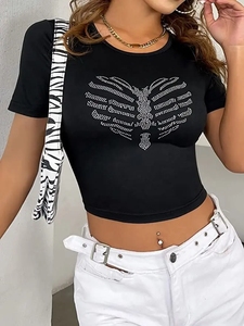 Camiseta de manga corta de moda para mujer, nueva almohadilla asimétrica para el hombro, sin tirantes decoración, diseño plisado, dulce verano - Product Image 5
