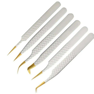 Pinces à cils professionnelles en acier inoxydable de couleur personnalisée, anti-magnétiques, avec poignée confortable, service de logo OEM ODM pour salon, longueur 10 mm - Product Image 6