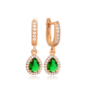Joyería de Plata de Ley 925, piedra de circón cúbico Esmeralda, Pendientes colgantes para mujer con forma de pera, joyería de moda para mujer - Product Image 6