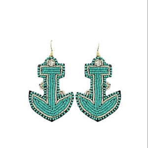 Pendientes colgantes de ancla con cuentas de lujo hechos a mano personalizados pendientes de cuentas de trabajo de lágrima de moda para mujeres y niñas - Product Image 1
