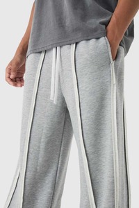 Pantalon de survêtement sur mesure pour hommes 100% coton French Terry Street Wear Baggy All Stripes Logo brodé Mid Waist Washed Canvas - Product Image 3