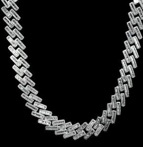 CADENA CUBANA BAGUETA DIAMANTE DE 19MM EN ORO BLANCO - Product Image 1