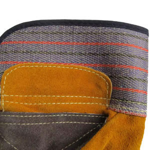 Guantes de seguridad de trabajo de cuero de vaca resistentes impresos personalizados doble palma de cuero uso industrial - Product Image 4