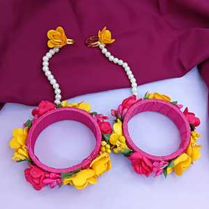 Fabricant indien bijoux ethnique fleur ouvrable manchette bracelet mariée mariage harnais Bracelet indien Bnagle bijoux pour femmes - Product Image 2