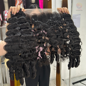 Vente en gros Premium 30 pouces vietnamien Remy cheveux standard pour dentelle frontale crépus bouclés faisceaux de l'usine Cyhair - Product Image 4