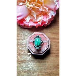 Maritta Benally Sonoran Mountain Sterling <b>Silver</b> <b>Boho</b> <b>Ring</b> Turquoise Natural Stone Bezel Setting Geometric Pattern Everyday Wear - Product Image 5