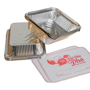 Venta caliente 220x160x55ml Contenedor de alimentos de papel de aluminio Cajas de papel de aluminio desechables de plata pequeña con tapa - Product Image 1