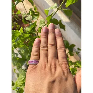 Bague en or 18 carats avec saphir rose et diamants - Product Image 5