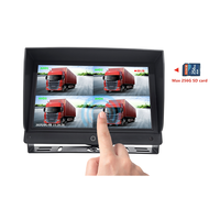 Moniteur AHD tactile complet IPS 9 pouces avec vision nocturne infrarouge | Système de caméra de recul 4 canaux 1080P avec écran capacitif de type tablette, kit 12-36V