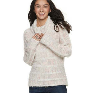 Maglione a Collo Alto Bianco Casual da Donna American Rag, Taglia XS, Stile Coreano con Logo 3D sul Davanti per l'Inverno - Product Image 1