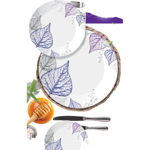 Nouveau modèle Service de table en mélamine 18 designs Fabricant Vente en gros 72 pièces Ensemble de vaisselle rond en mélamine pour 8 personnes - Product Image 3