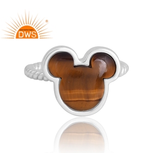 Best Selling 925 Sterling Silver Natural <b>Tiger</b> <b>Eye</b> Yellow Gemstone <b>Ring</b> Custom Design Jewelry For Women Gift For Her - Product Image 3