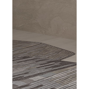 Tapis gris lucide noir en laine et viscose tufté à la main, 4m de large, Tra-15002, pour entrée de maison, motif abstrait rayé, technique artisanale 10mm - Product Image 5