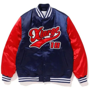 Chaqueta Varsity de Satén Personalizable para Mujer, con Mangas de Lana en Color Contrastante y Bordado, de Alta Calidad, Transpirable y Resistente al Viento - Product Image 1