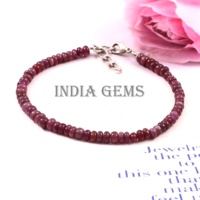 925 argent classique perlé Bracelet rubis pierre précieuse Rondelle réglable pierre de guérison bijoux cadeau pour la mode Bracelets perlés