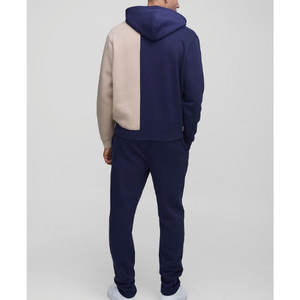 OEM conception personnalisée 100% coton polaire hommes survêtements colour block pullover sweat à capuche joggers ensembles solide hiver imprimé techniques - Product Image 2
