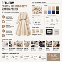Robe plissée sur mesure, mode féminine, fabricant OEM, fournisseur de vêtements à marque privée pour les marques de boutiques, production en petites séries