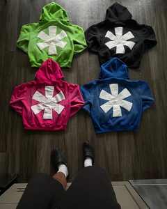 Streetwear lourd en détresse sweat à capuche zippé et pantalon de survêtement 100% coton hommes personnalisé lavé à l'acide ensembles de survêtement Vintage - Product Image 5