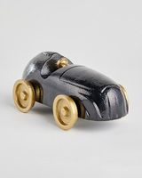 Statue de voiture de course moderne élégante faite à la main, finition dorée, en aluminium moulé, décoration de table artisanale pour salon ou bureau