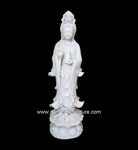 Vente en gros de bouddha Kuan Yin en marbre naturel du Vietnam assis sur un lion statue de bouddha en pierre décoration de jardin - Product Image 6