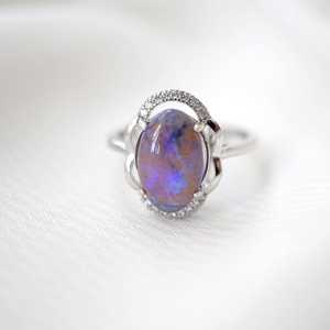 แหวนโอปอลสีม่วงโอปอลจากออสเตรเลียสวยงาม S925เงินสเตอร์ลิงเป็นของขวัญสำหรับเครื่องประดับอัญมณีสุดหรูของเธอ - Product Image 5