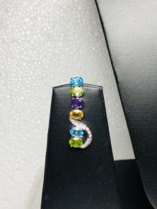 Ensemble de collier 3 pièces en argent sterling 925 Améthyste naturelle Péridot Citrine Topaze bleue Beau cadeau de mariage unique pour tout - Product Image 6