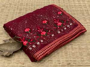 Calidad de exportación India Atractivo Hermoso Último vestido Georgette Sari Blusa con bordado Trabajo Exportador y proveedor indio - Product Image 5